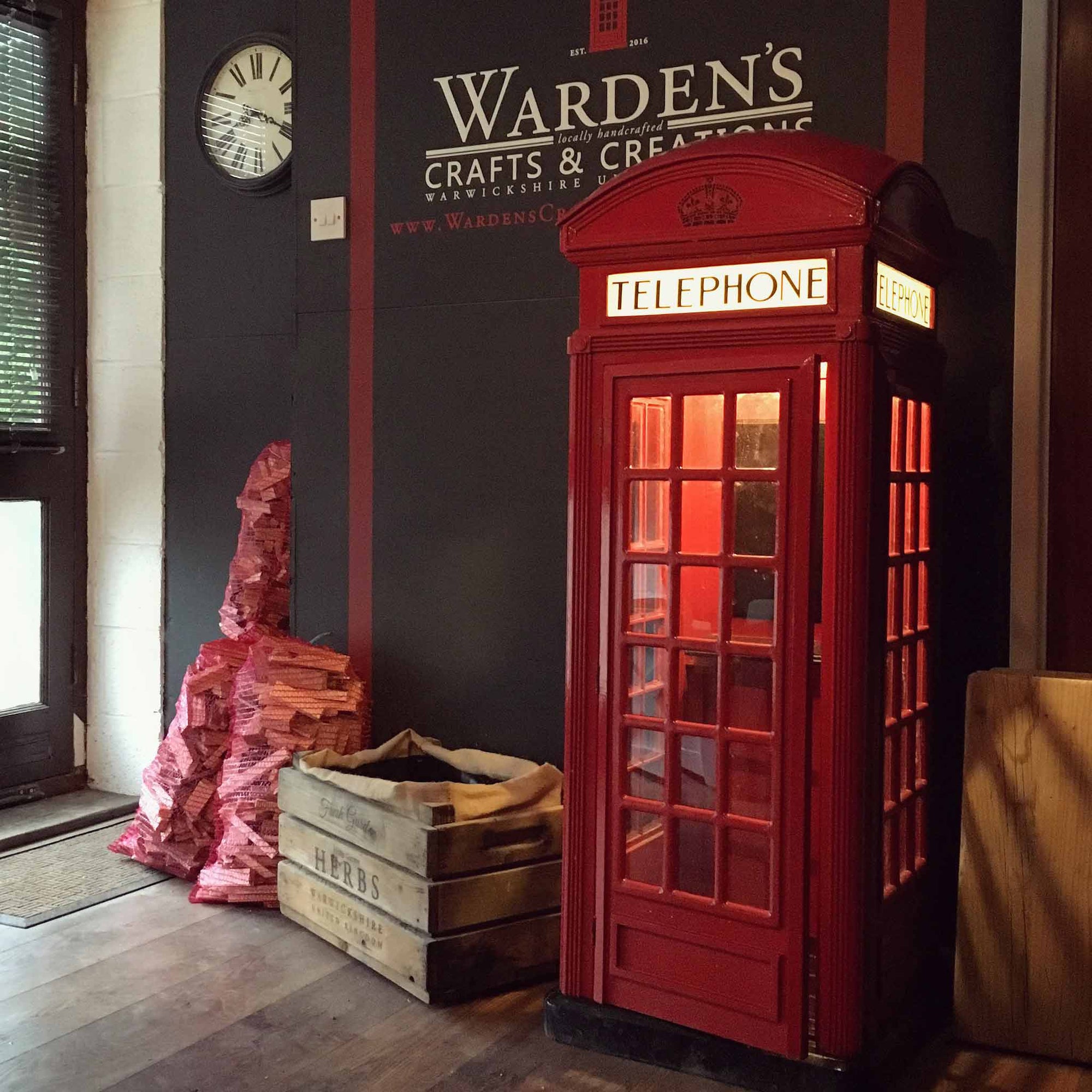 Red Telephone box | Half size | Garden ornament | Snow covered Telephone box | Warden's Crafts & Creations 