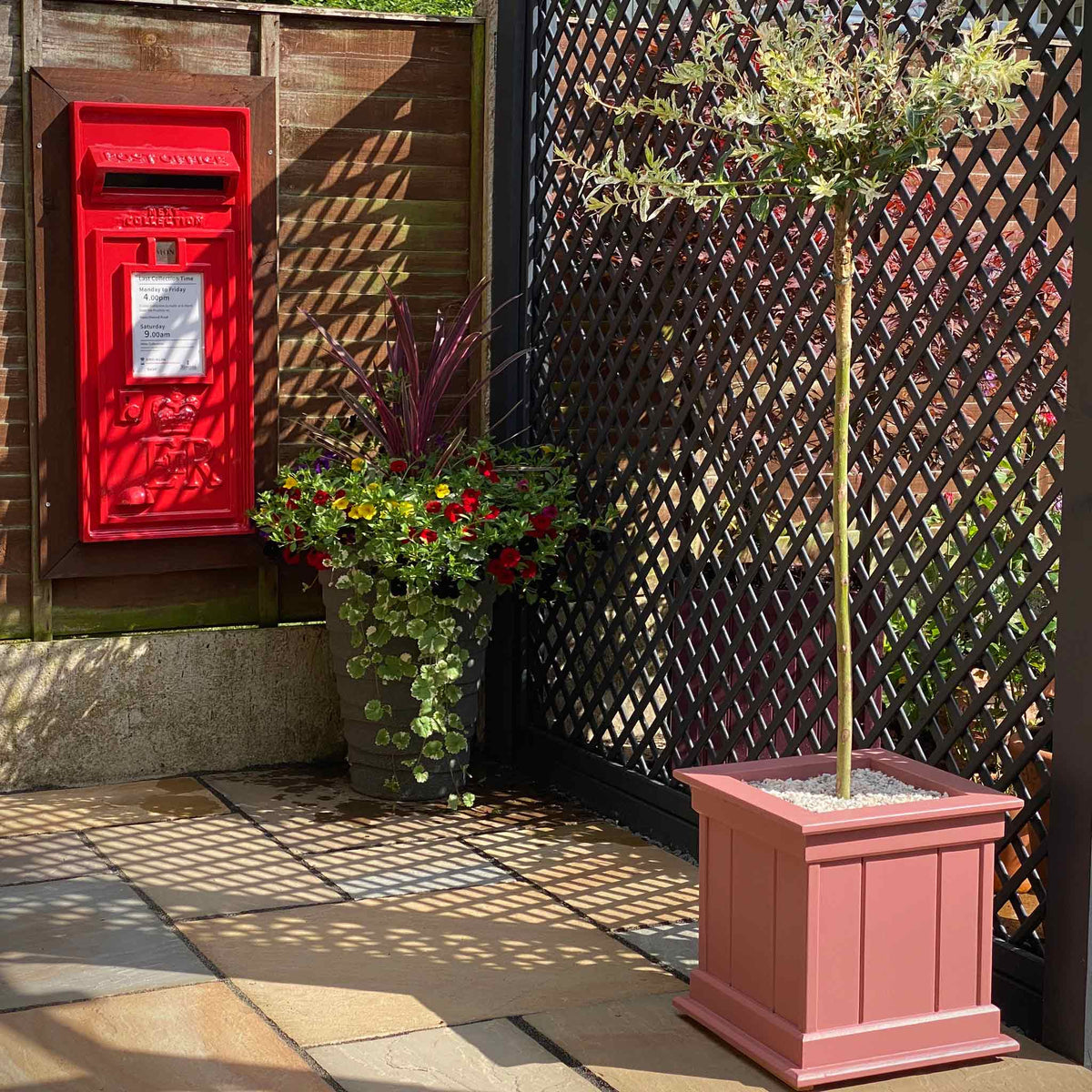 Wooden Garden Planter - Crimson Red - Garden Postbox