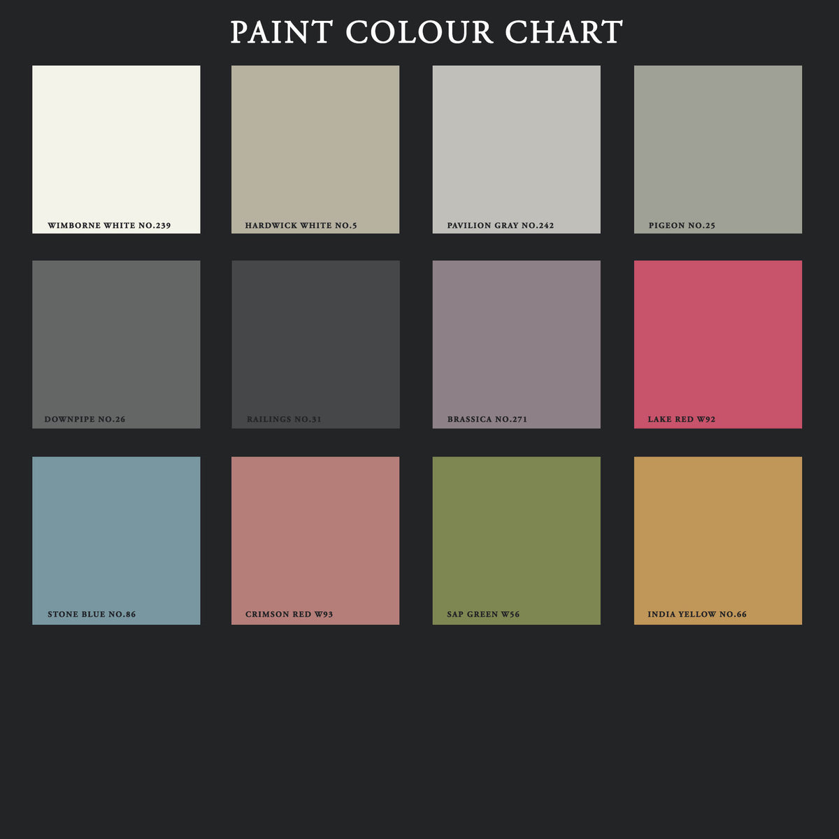 Paint Colour Chart - Garden shades